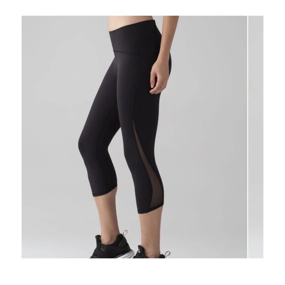 Lululemon Train Times Crop 17" Leggings pants 4 Purple Mesh Side Luxtreme gym - Picture 3 of 11